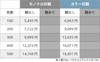 封筒印刷 角2 透けない パステルナチュラルWブルー 100 ヨコ貼